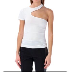 NWOT Helmut Lang White Short Sleeve Cut Out Shirt Sz xs/s